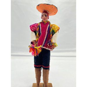 Vintage Peruvian Man Folk Art Doll Bolivia South America Traditional handmade